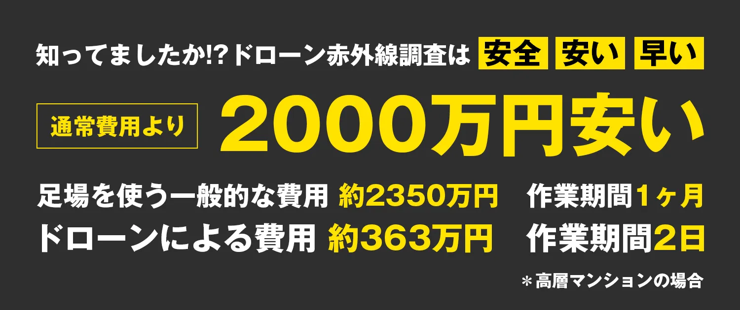 ドローンによる赤外線調査なら通常より2000万円安い